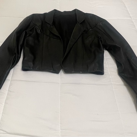 Women's Black Leather Jacket - Vintage/ 90’s - Picture 9 of 12